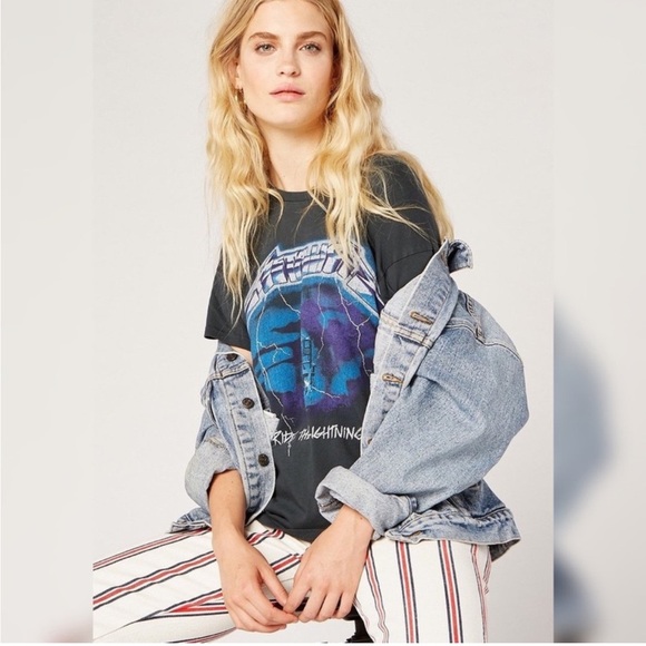 Daydreamer Metallica "Ride the Lightning" Graphic T-shirt Black Blue Tee - Picture 2 of 15